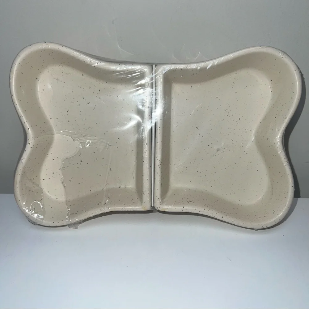 Dog Bone Shaped Feeding Dish Ceramic